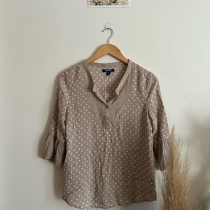 Old Navy Tan Polka Dot Blouse